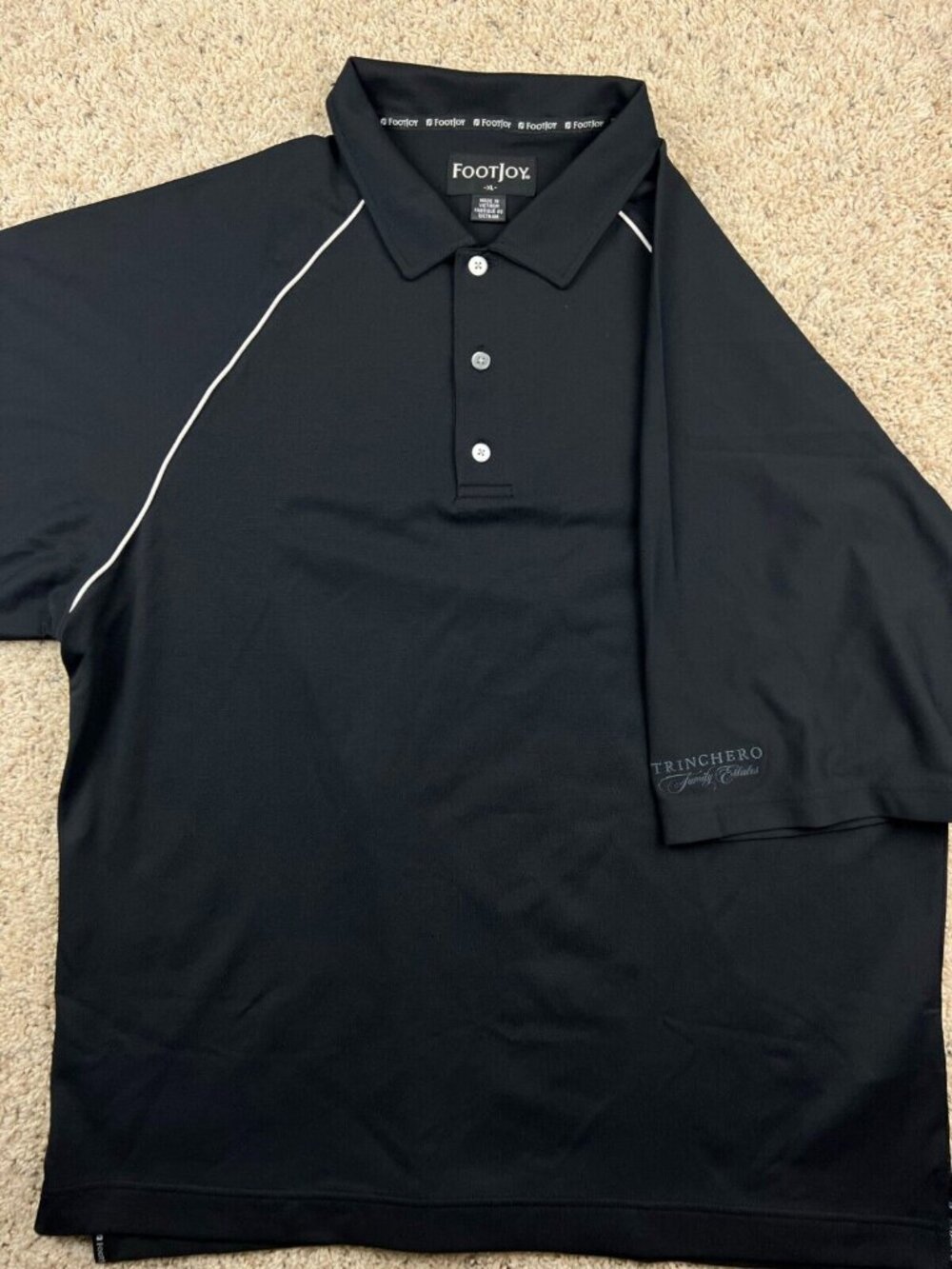 FJ FootJoy Golf Polo Mens XL Black Short Sleeve Shirt Trinchero Family Estates